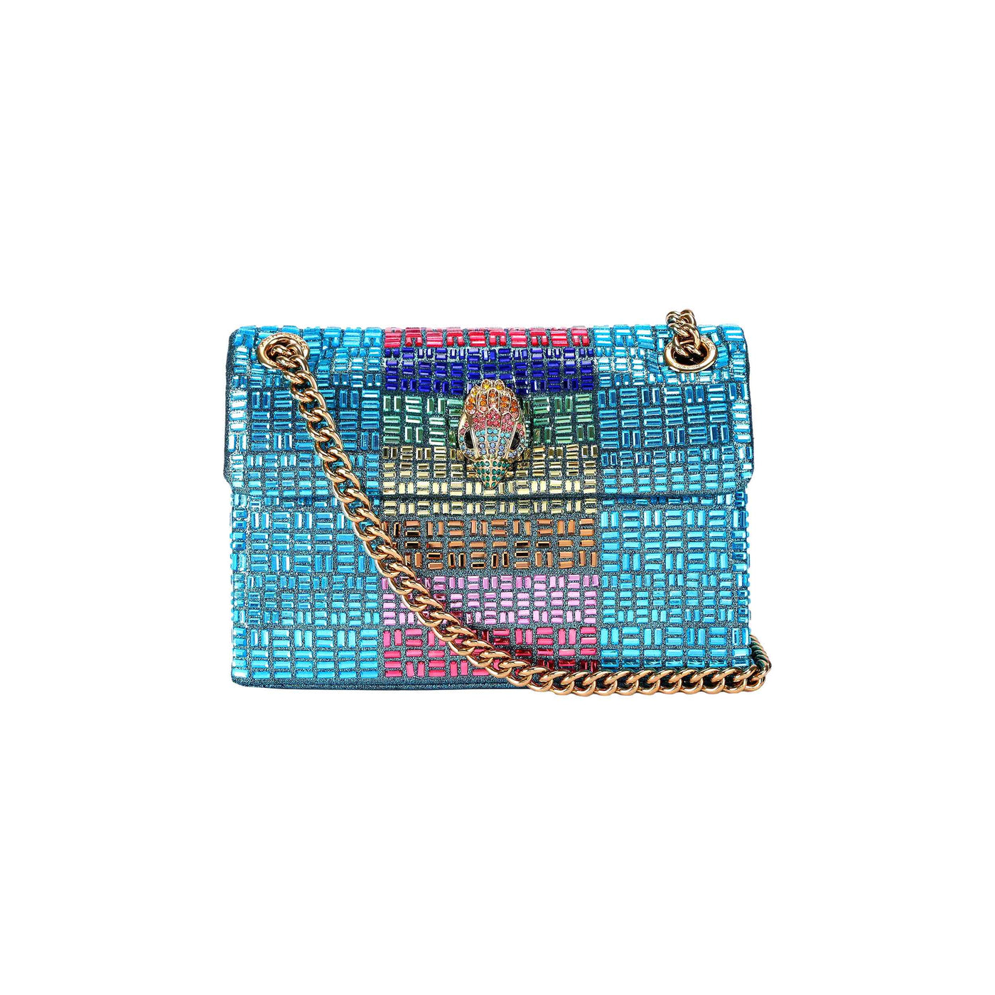 KURT GEIGER LONDON MINI CRYSTALS KENSINGTON TURQUOISE BAG