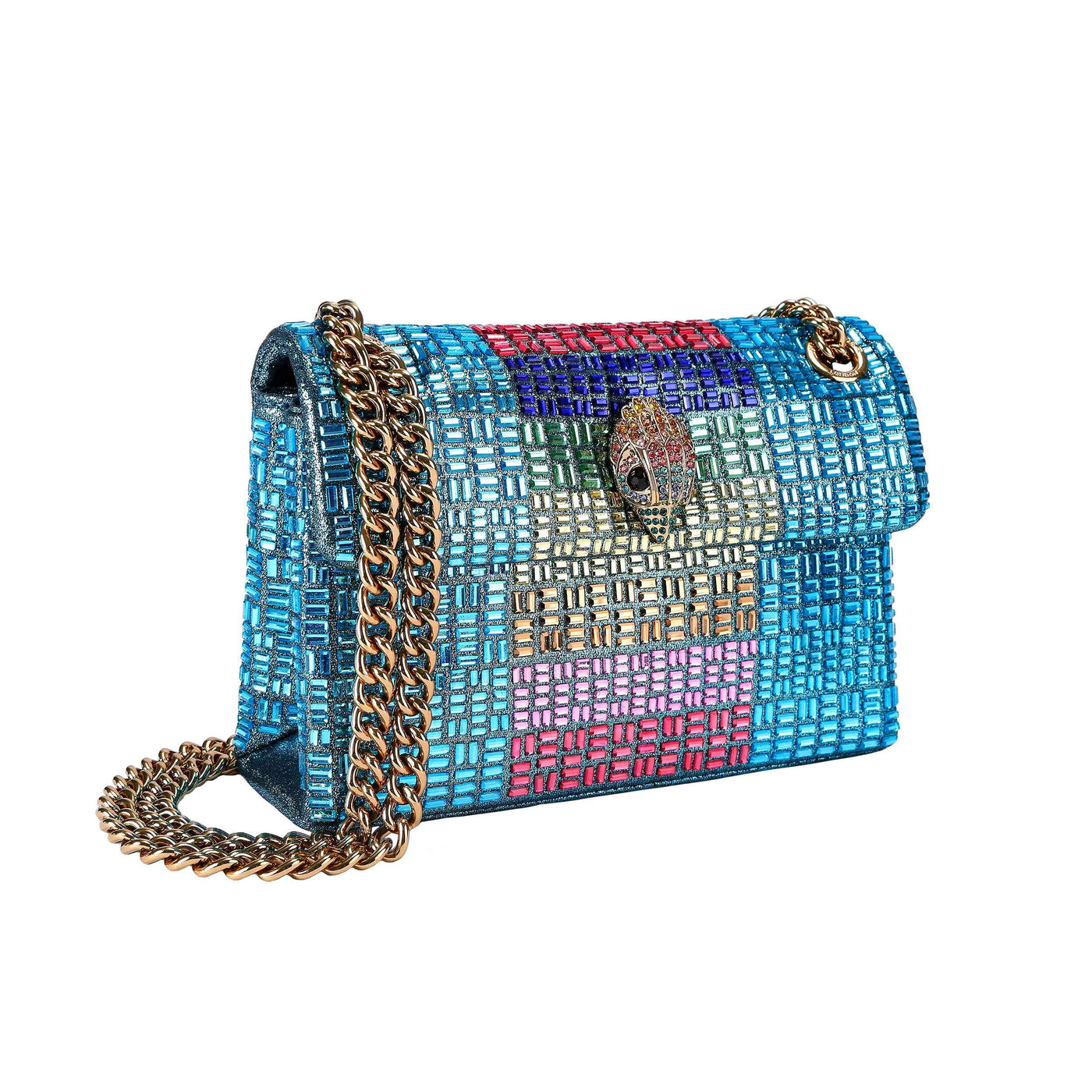 KURT GEIGER LONDON MINI CRYSTALS KENSINGTON TURQUOISE BAG