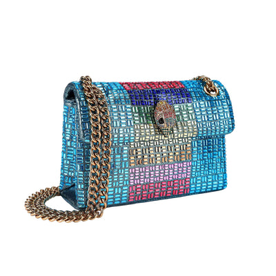 KURT GEIGER LONDON MINI CRYSTALS KENSINGTON TURQUOISE BAG