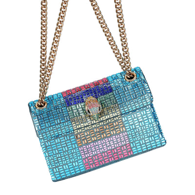 KURT GEIGER LONDON MINI CRYSTALS KENSINGTON TURQUOISE BAG