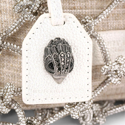 KURT GEIGER LONDON SMALL MACRAME CRYSTAL BAG SILVER