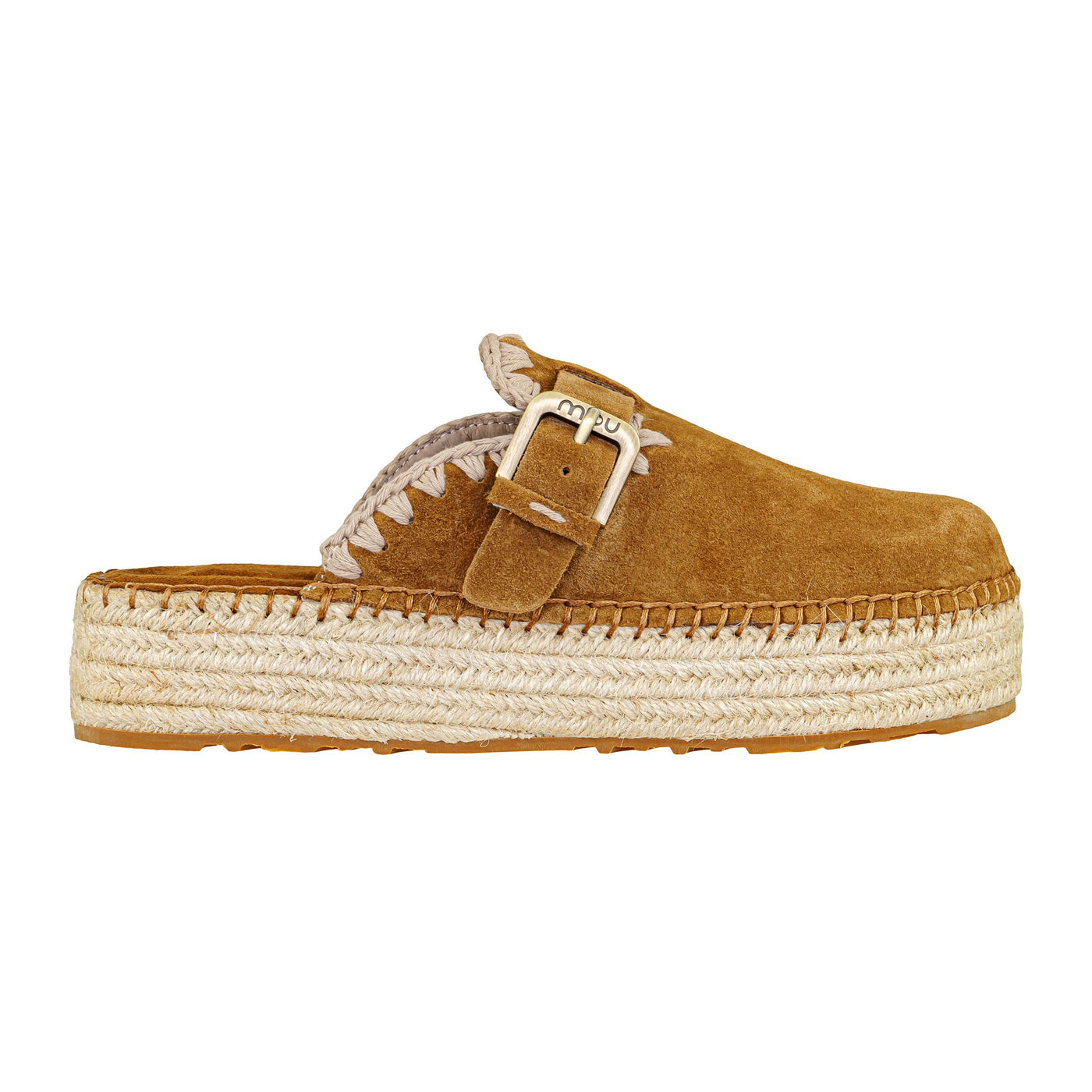 MOU JUTE CLOG PLAIN SUEDE COGNAC