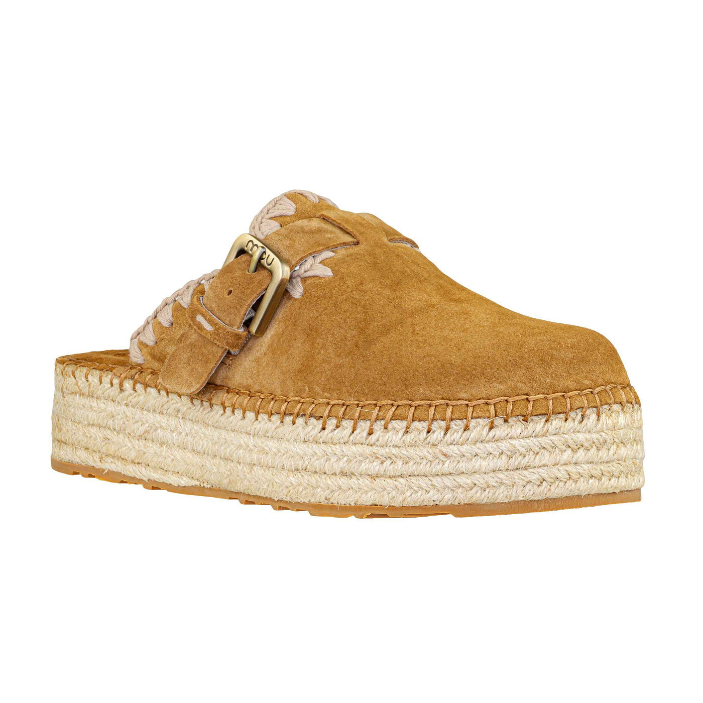 MOU JUTE CLOG PLAIN SUEDE COGNAC