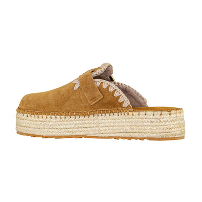 MOU JUTE CLOG PLAIN SUEDE COGNAC