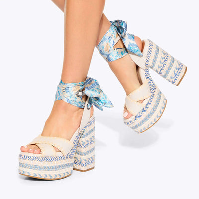 KURT GEIGER CHELSEA SCARF PLATFORM BLUE