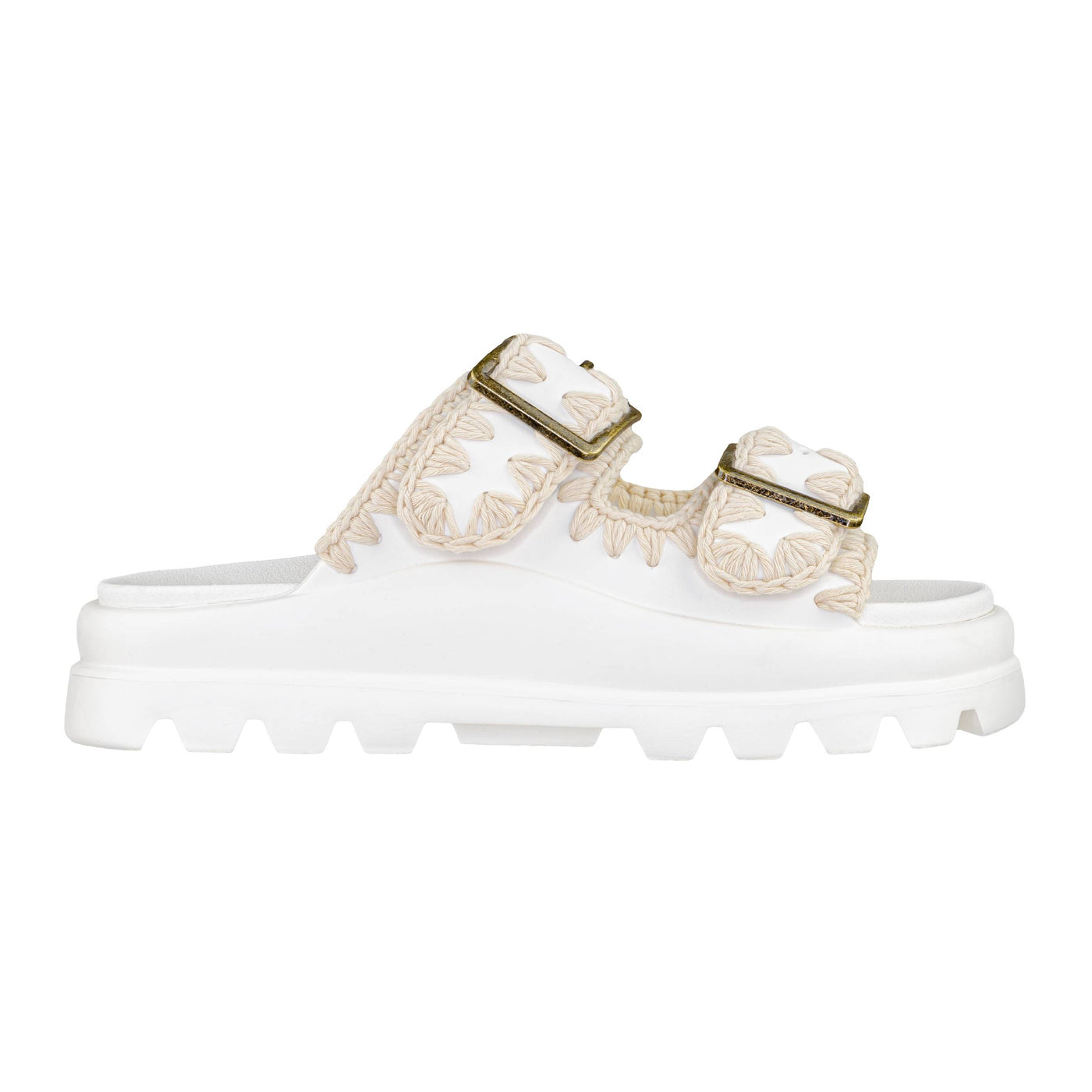 MOU EVA ONE-PIECE SLIDE TWO-BUCKLE WHITE