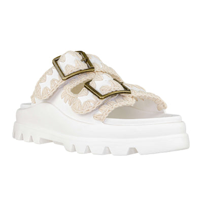 MOU EVA ONE-PIECE SLIDE TWO-BUCKLE WHITE