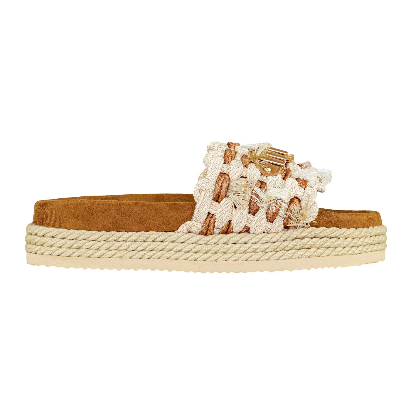MOU MONOBAND ROPE SANDAL FRINGES BEIGE