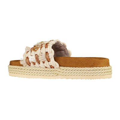 MOU MONOBAND ROPE SANDAL FRINGES BEIGE