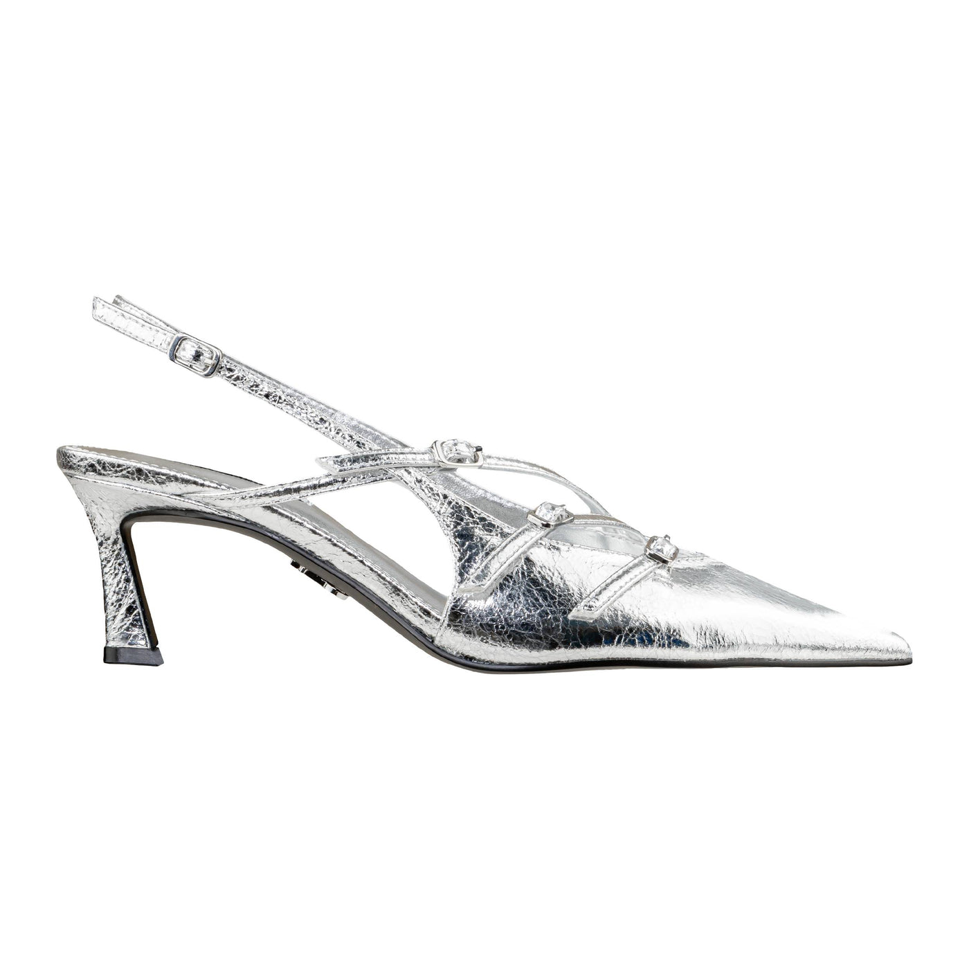 STEVE MADDEN SLINGBACK LIANA SILVER CRINKLE
