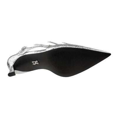 STEVE MADDEN SLINGBACK LIANA SILVER CRINKLE