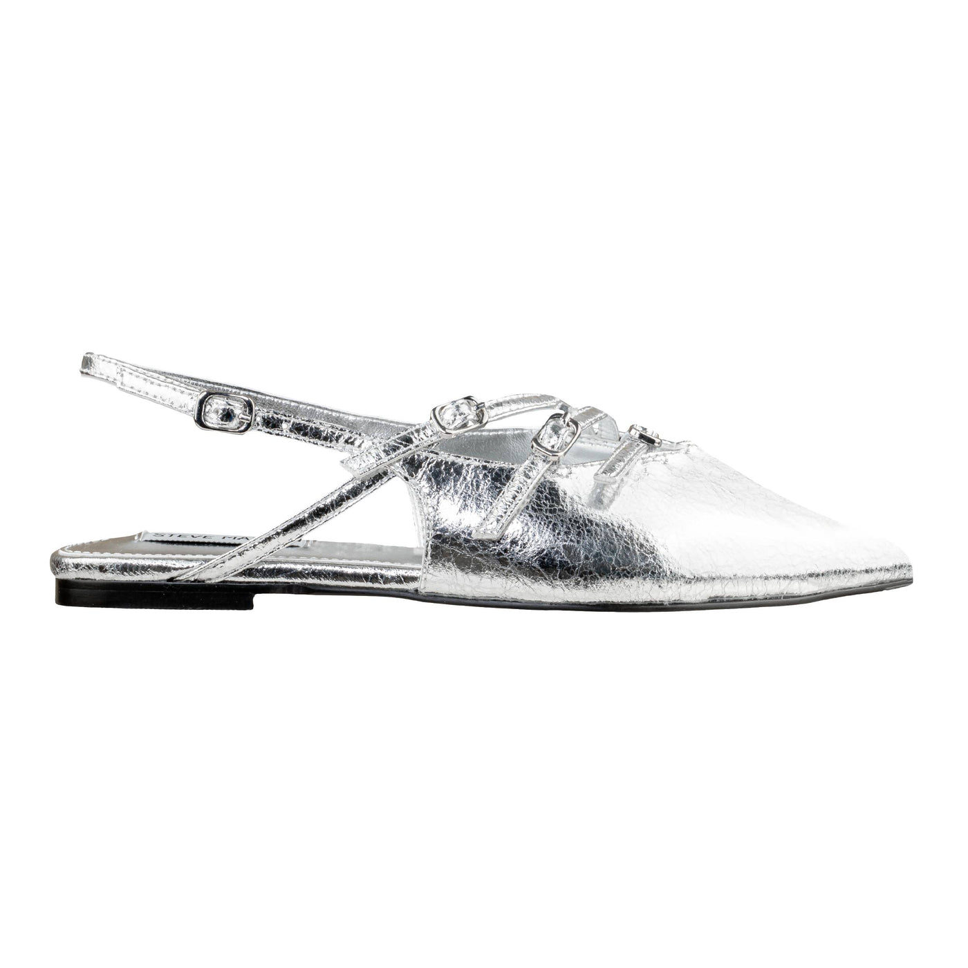 STEVE MADDEN SLINGBACK CIANNA SILVER CRINKLE