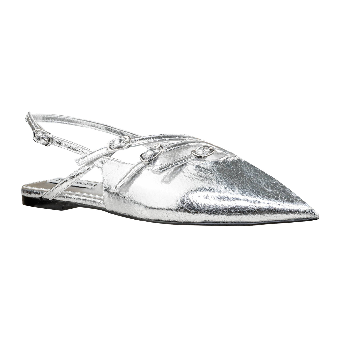 STEVE MADDEN SLINGBACK CIANNA SILVER CRINKLE