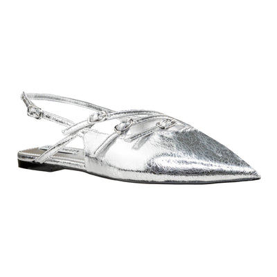 STEVE MADDEN SLINGBACK CIANNA SILVER CRINKLE