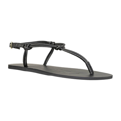 MANEBÍ CANYON LEATHER SANDALS BLACK KNOT THONGS