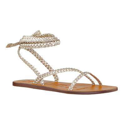 MANEBÍ CANYON LEATHER SANDALS PLATINUM TIE -UP MULTI BRAID BANDS