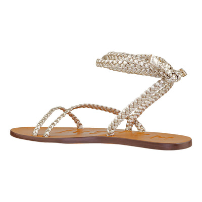 MANEBÍ CANYON LEATHER SANDALS PLATINUM TIE -UP MULTI BRAID BANDS