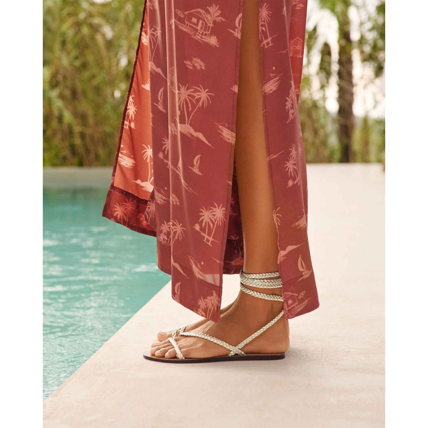 MANEBÍ CANYON LEATHER SANDALS PLATINUM TIE -UP MULTI BRAID BANDS