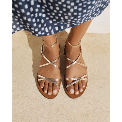 MANEBÍ CANYON LEATHER SANDALS PLATINUM ANKLE STRAP