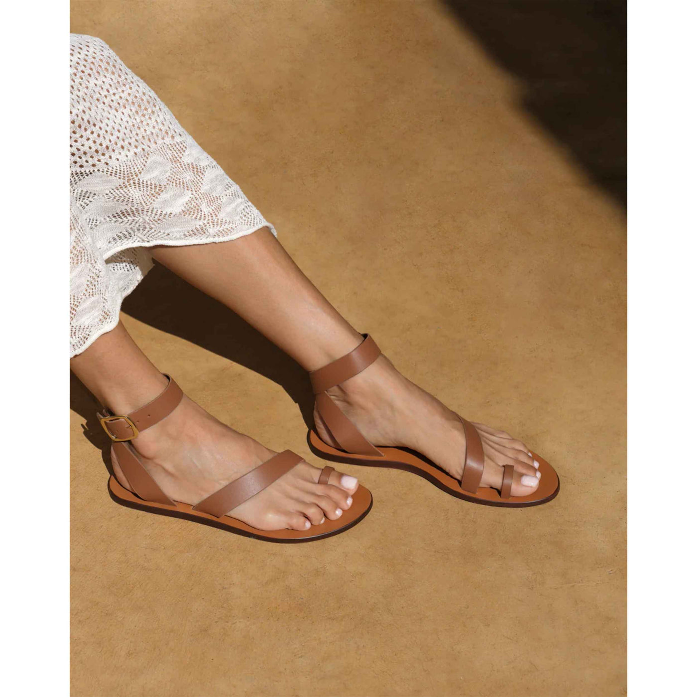 MANEBÍ CHLOE CHUNKY GLADIATOR LEATHER SANDALS TAN