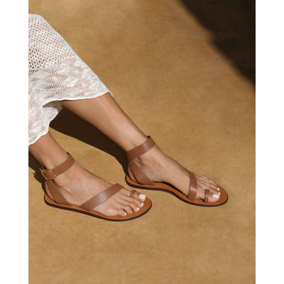 MANEBÍ CHLOE CHUNKY GLADIATOR LEATHER SANDALS TAN