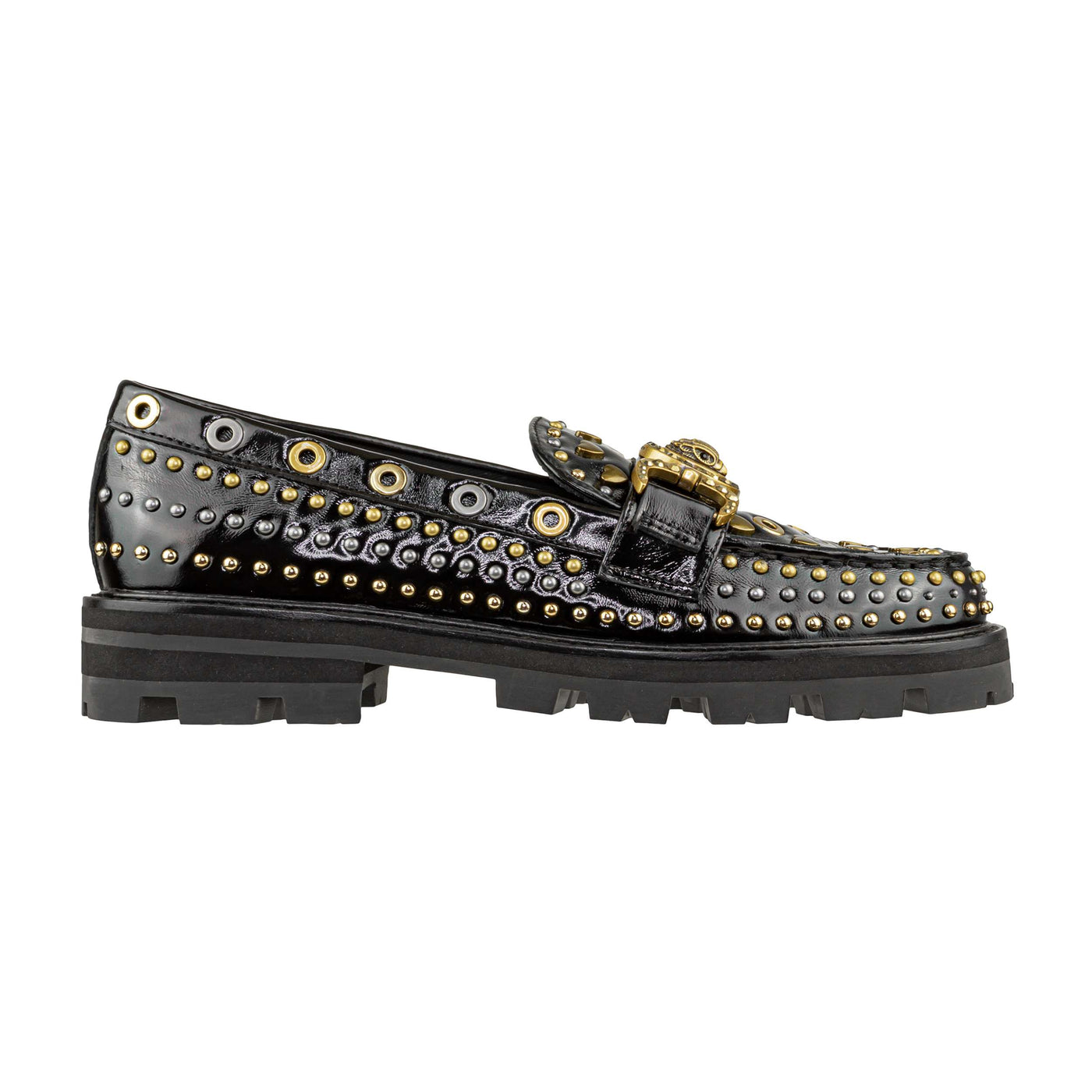 KURT GEIGER LONDON MANSION STUD BLACK LOAFER