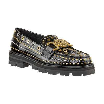 KURT GEIGER LONDON MANSION STUD BLACK LOAFER