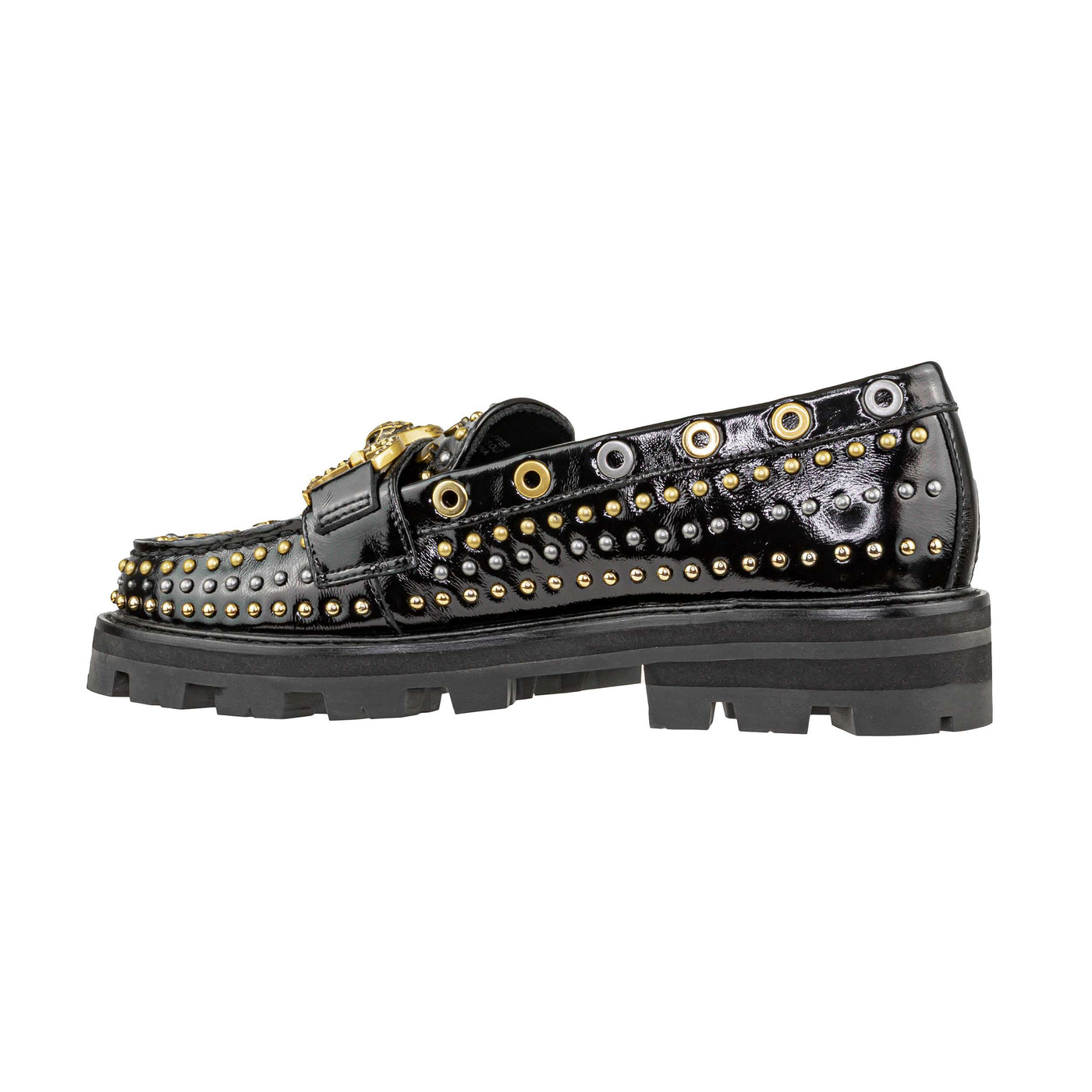 KURT GEIGER LONDON MANSION STUD BLACK LOAFER