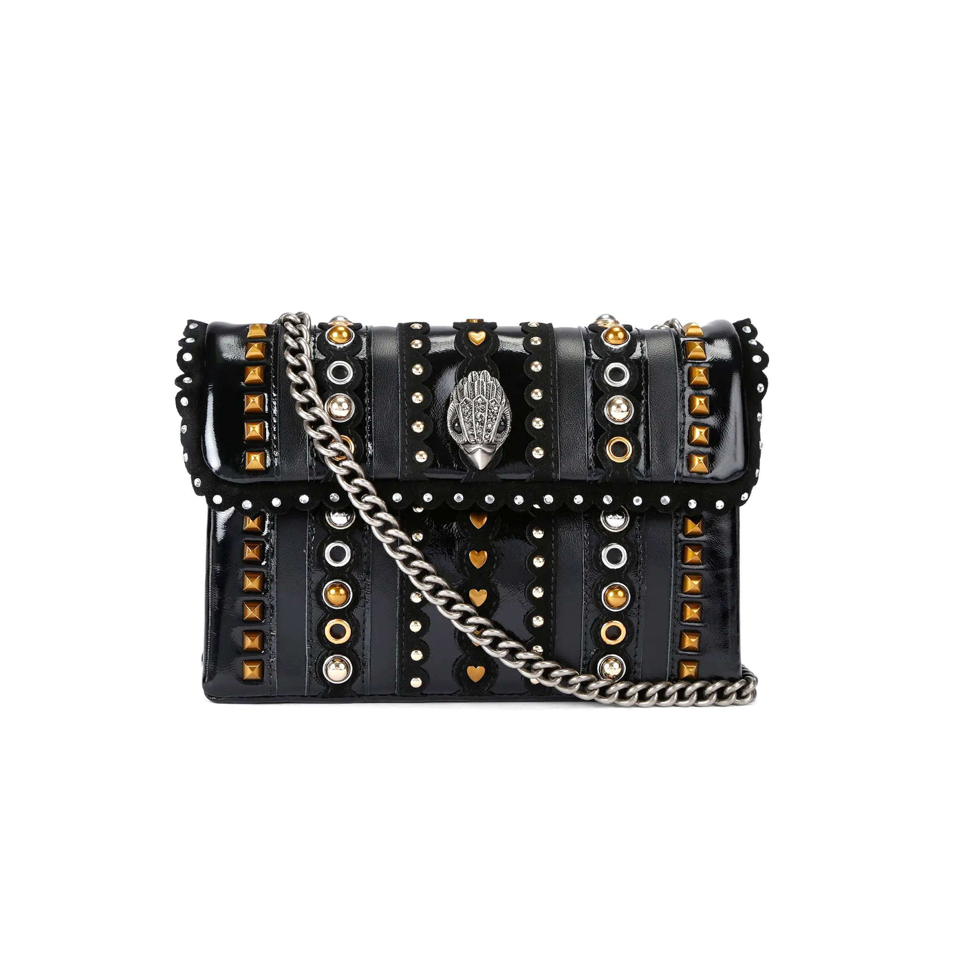 KURT GEIGER LONDON MINI LEATHER MD KENSINGTON STUDS BLACK