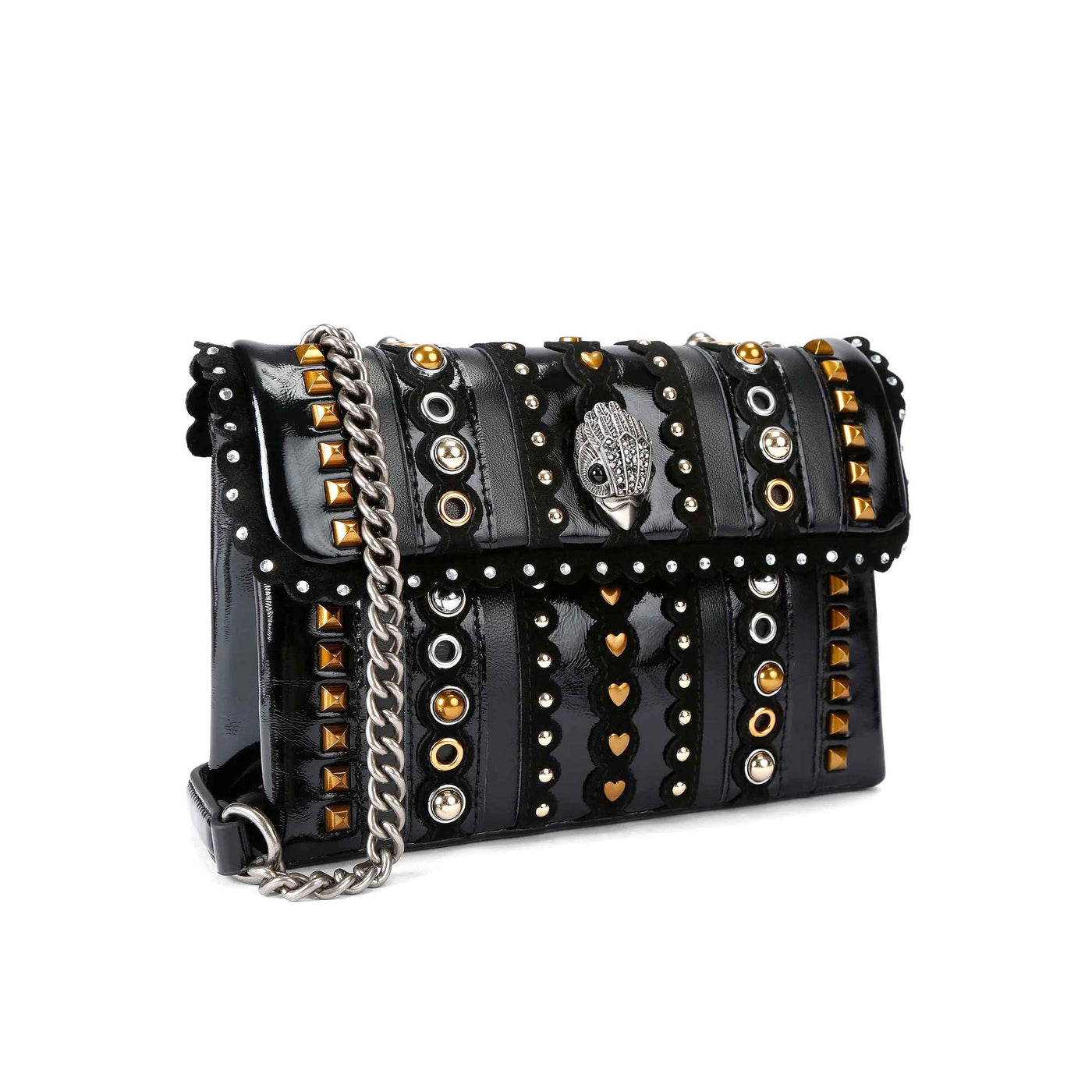 KURT GEIGER LONDON MINI LEATHER MD KENSINGTON STUDS BLACK