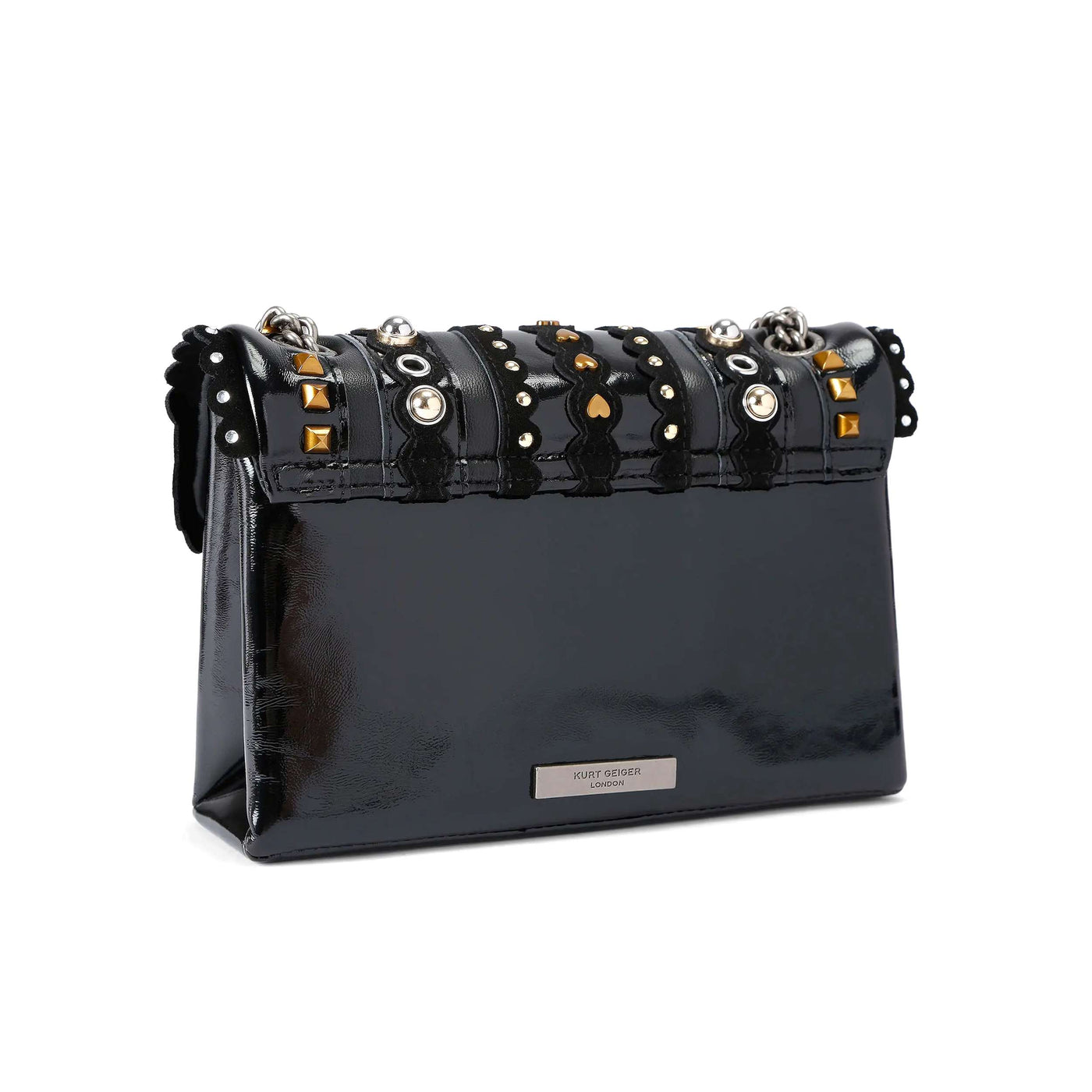 KURT GEIGER LONDON MINI LEATHER MD KENSINGTON STUDS BLACK