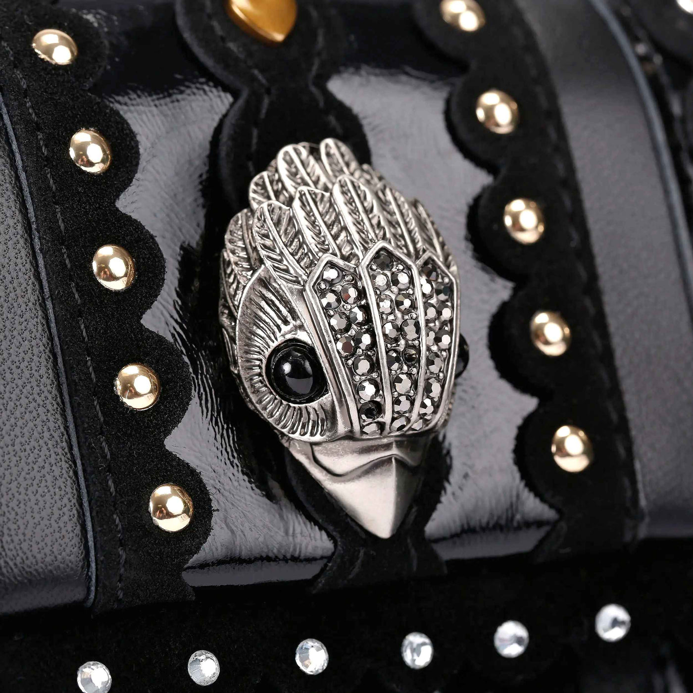 KURT GEIGER LONDON MINI LEATHER MD KENSINGTON STUDS BLACK