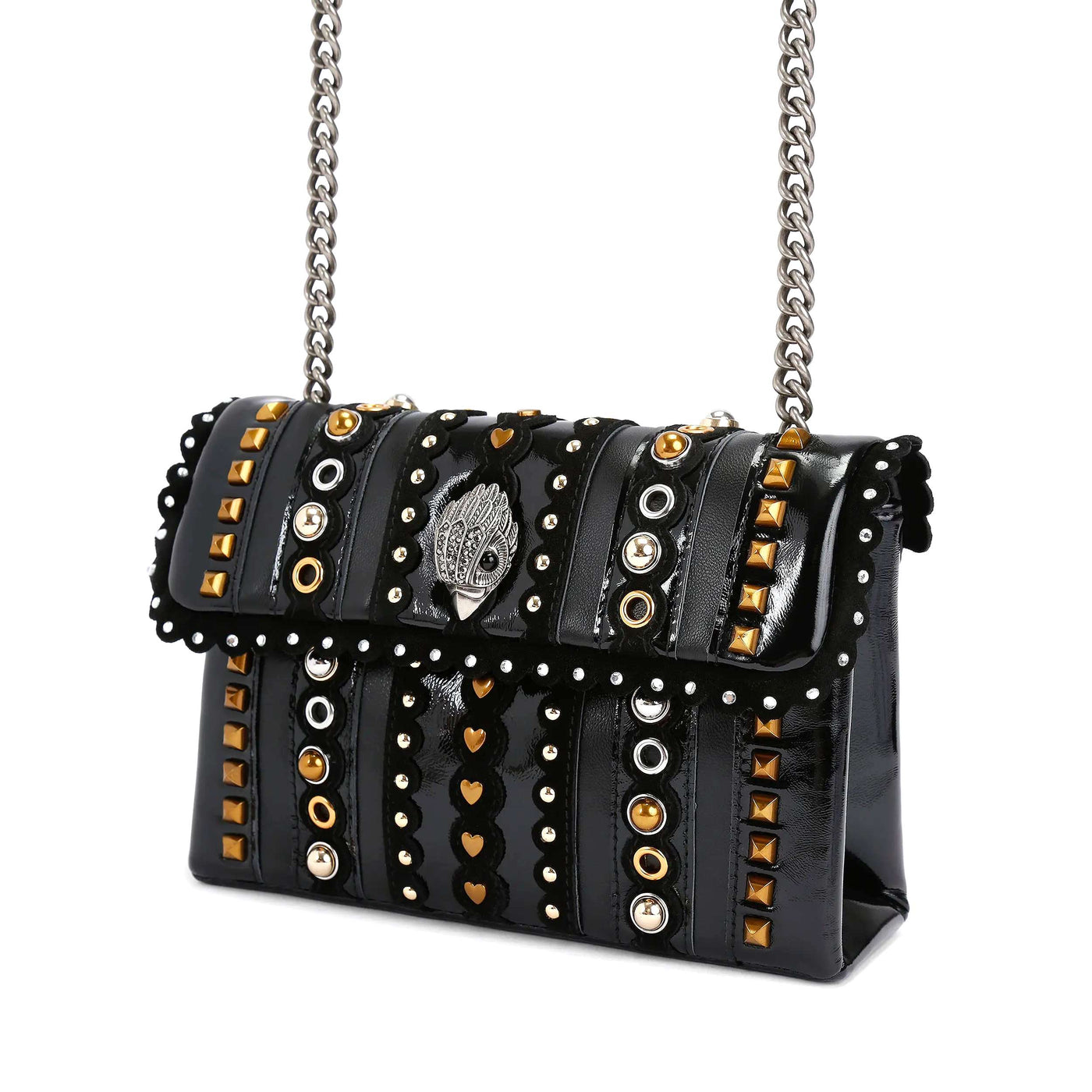 KURT GEIGER LONDON MINI LEATHER MD KENSINGTON STUDS BLACK