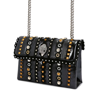 KURT GEIGER LONDON MINI LEATHER MD KENSINGTON STUDS BLACK