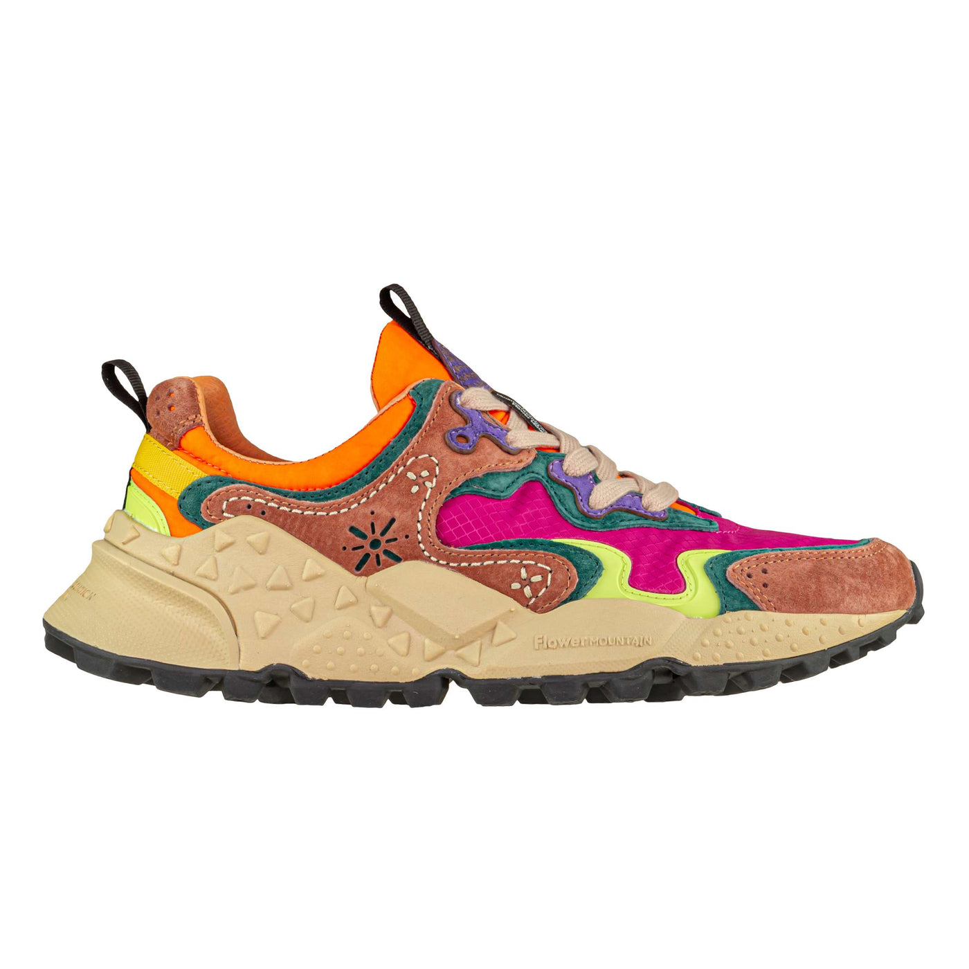 FLOWER MOUNTAIN RULIS WOMAN LIGHT BROWN-BORDEAUX-LIME