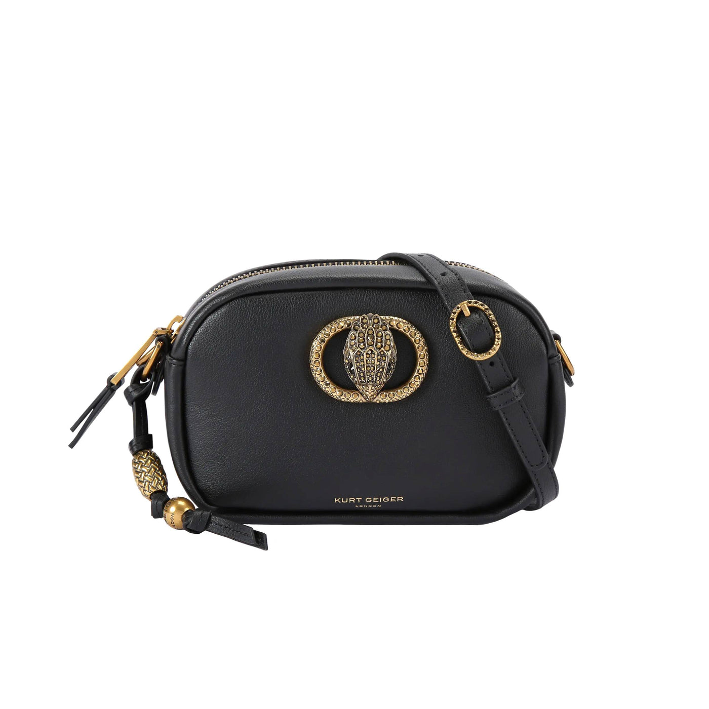 KURT GEIGER LONDON CHELSEA SOFT CAMERA LEATHER BLACK
