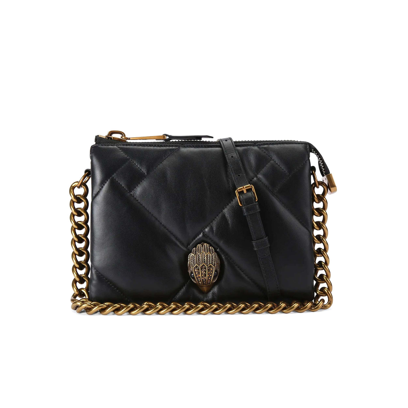 KURT GEIGER LONDON KENSINGTON PUFF 3 POUCH LEATHER BLACK BAG