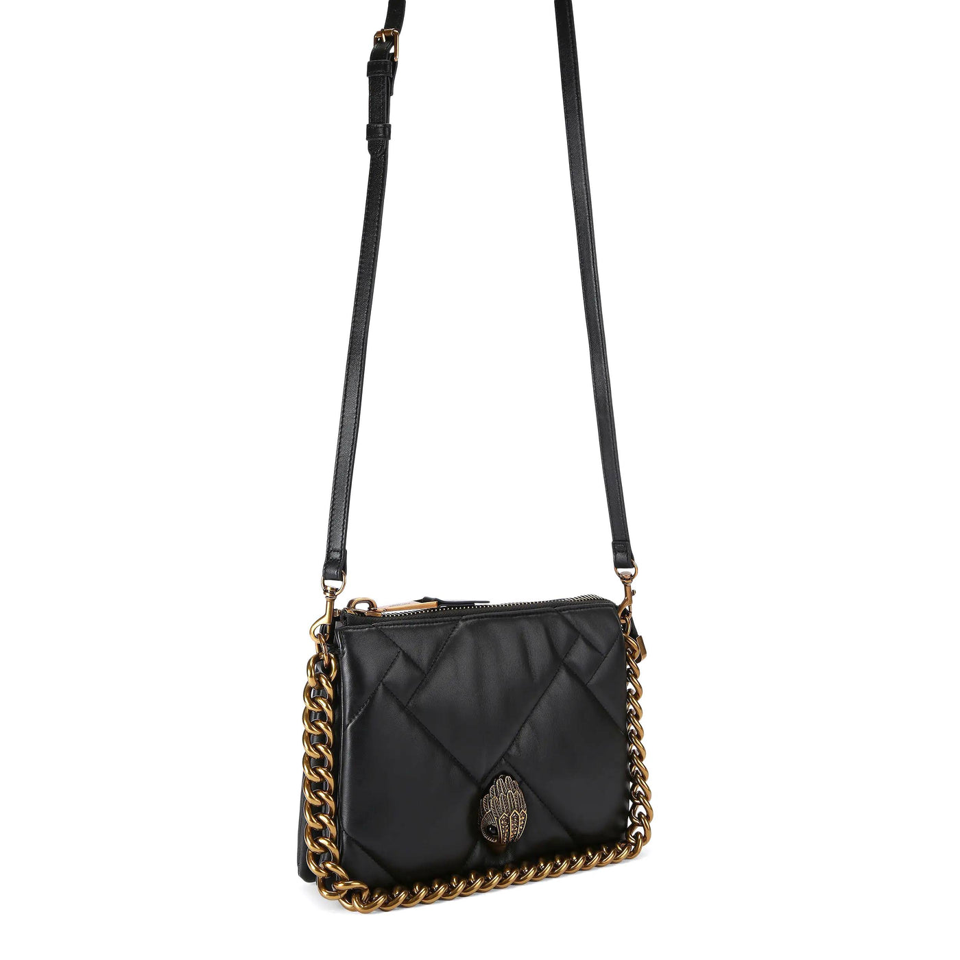 KURT GEIGER LONDON KENSINGTON PUFF 3 POUCH LEATHER BLACK BAG