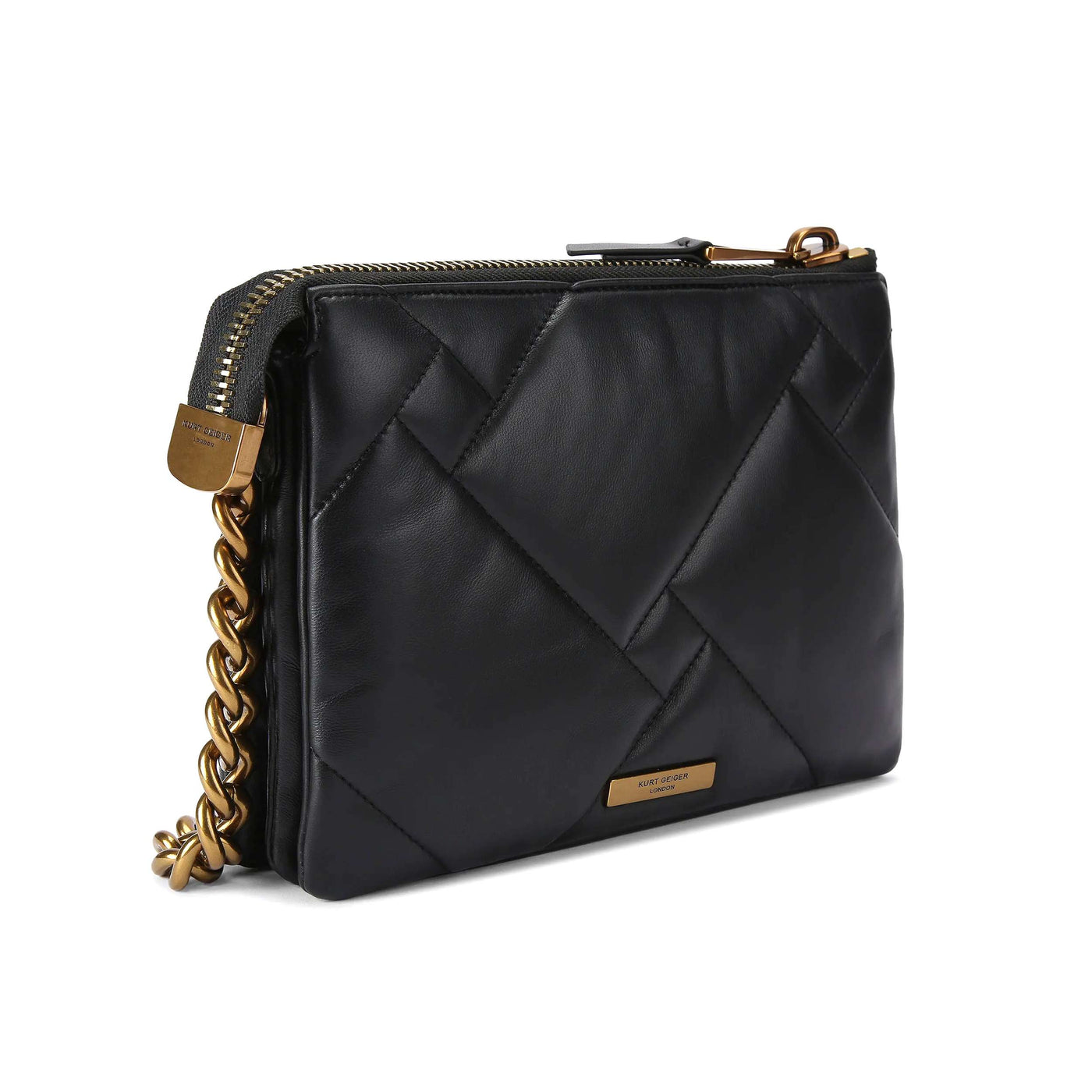 KURT GEIGER LONDON KENSINGTON PUFF 3 POUCH LEATHER BLACK BAG