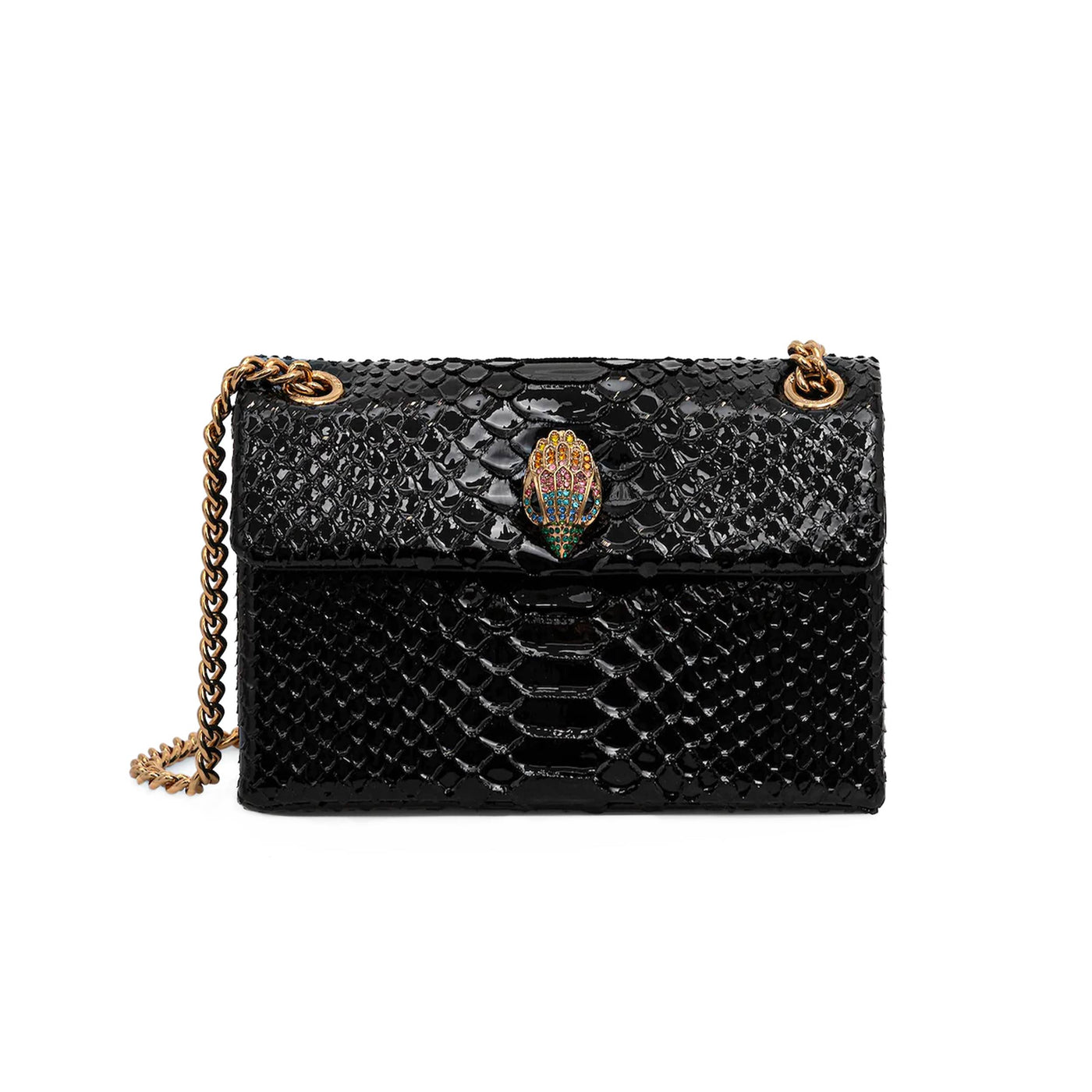 KURT GEIGER LONDON LEATHER MD KENSINGTON SNAKE PRINT BLACK