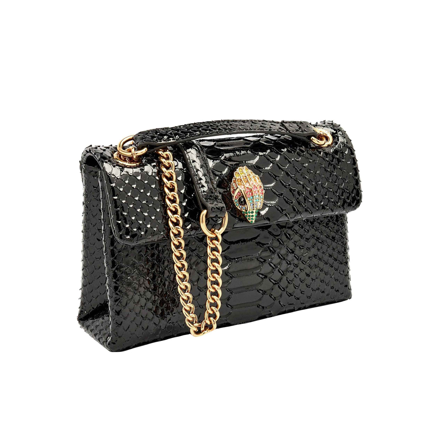 KURT GEIGER LONDON LEATHER MD KENSINGTON SNAKE PRINT BLACK