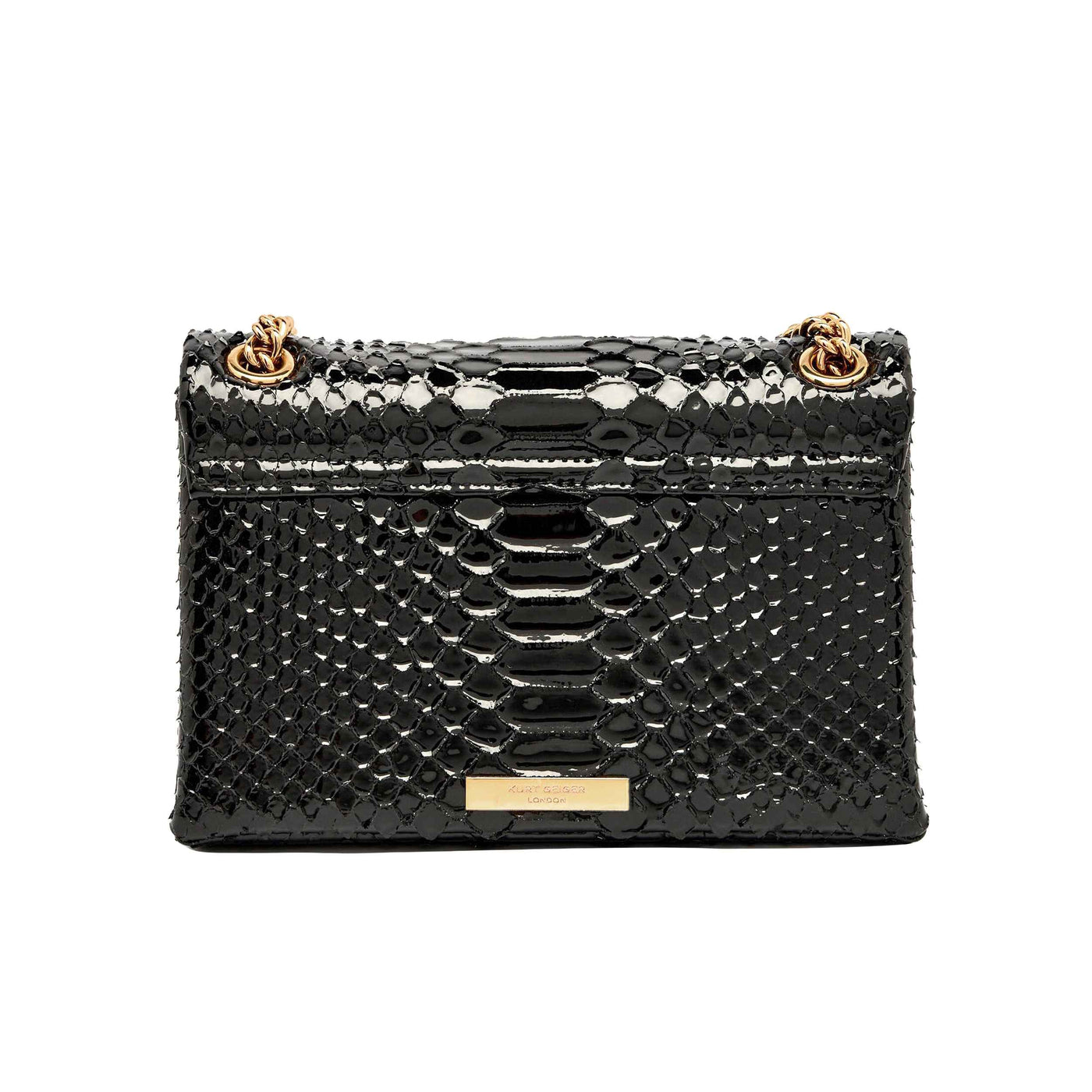 KURT GEIGER LONDON LEATHER MD KENSINGTON SNAKE PRINT BLACK