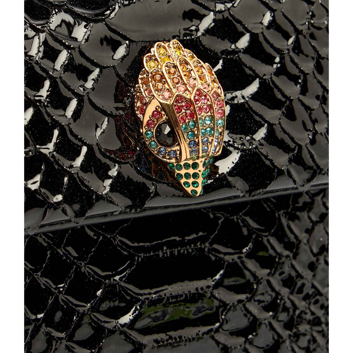 KURT GEIGER LONDON LEATHER MD KENSINGTON SNAKE PRINT BLACK