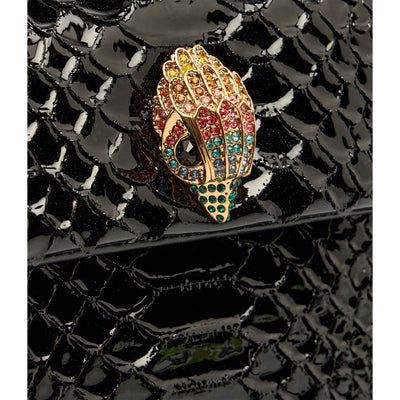 KURT GEIGER LONDON LEATHER MD KENSINGTON SNAKE PRINT BLACK