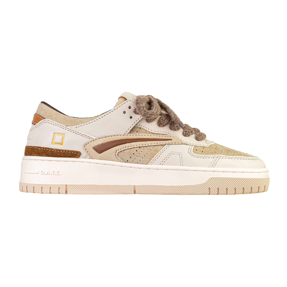 Sneaker donna D.A.T.E. Torneo Cocco Beige W451-TO-CC-BI in pelle e camoscio - Loggi Shop