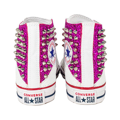 CONVERSE PERSONALIZZATE BIANCA+FUXIA VOLANS