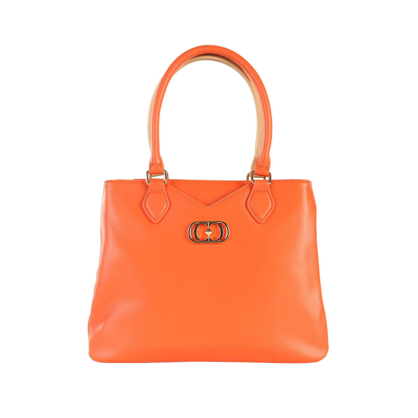 LA CARRIE HARVEY BIC. BELLOWS SHOPPER LIGHT CUOIO/CORAL LTHR BAG