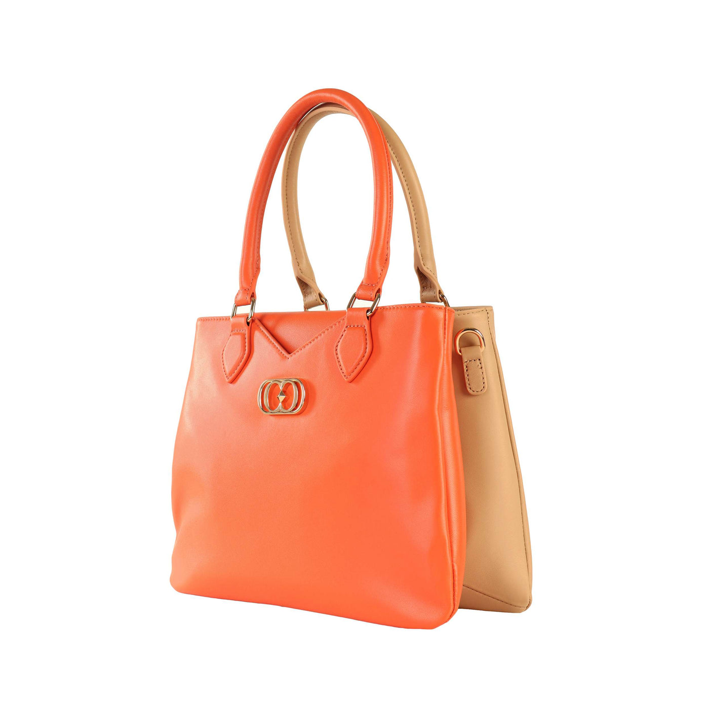 LA CARRIE HARVEY BIC. BELLOWS SHOPPER LIGHT CUOIO/CORAL LTHR BAG